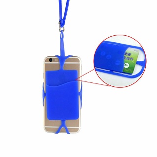 DARK BLUE SILICONE PHONE LANYARD HOLDER CASE COVER UNIVERSAL NECK STRAP NECKLACE SLING